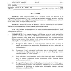 Artist Management Contract Templates Ms Word