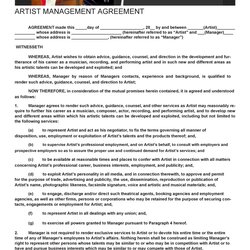 Out Of This World Artist Management Contract Templates Ms Word