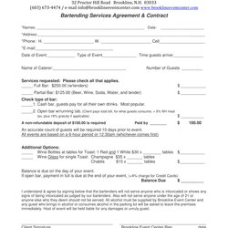 Tremendous Free Bartender Contract Forms In Ms Word Agreement Services Form