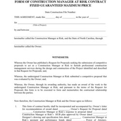 Superior Form Of Construction Manager Contract In Word And Formats Page Agreement Maximum Price