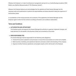 Outstanding General Manager Employment Contract Template Free Google Docs