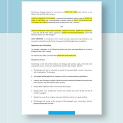 Super Business Manager Contract Template In Google Docs Pages Word