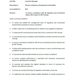 Peerless Contract Manager Job Description Templates At Template