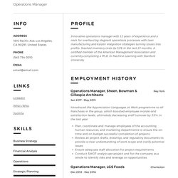 Tremendous Operations Manager Resume Writing Guide Examples Templates Example
