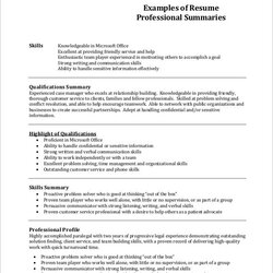 Sublime Free Resume Summary Templates In Ms Word Statement