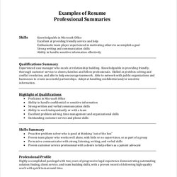 Free Resume Summary Samples In Ms Word Examples Professional Summaries Templates Example Basic Sample