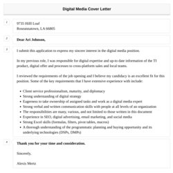 Tremendous Digital Media Cover Letter Velvet Jobs