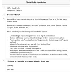Digital Media Cover Letter Velvet Jobs