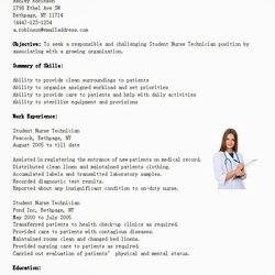 Brilliant Resume Samples Student Nurse Technician Sample Nursing