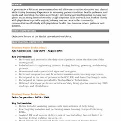 Supreme Student Nurse Technician Resume Samples