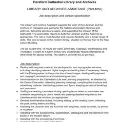 Job Description Library And Archives Assistant