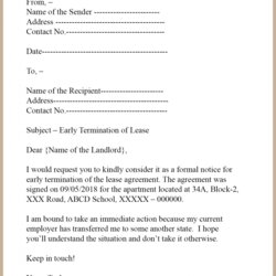 Lease Termination Letter Template Format Sample Example Contract Early