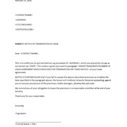 Capital Formal Letter Landlord Notice Of Termination Lease Templates At Template