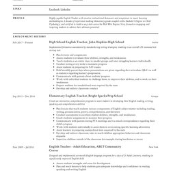 Resume Templates And Word Free Downloads Guides English Professional Teacher Sample Resumes Template Samples