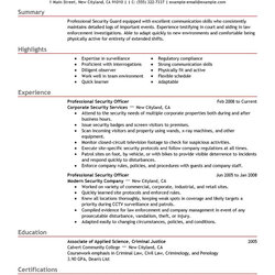 Out Of This World Sample Resume For Security Officer Professional Examples Example Services Emergency Career