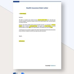 Marvelous Health Insurance Claim Letter In Word Google Docs Pages