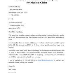 Sample Letter To Insurance Company For Medical Claim Download Printable Print Big