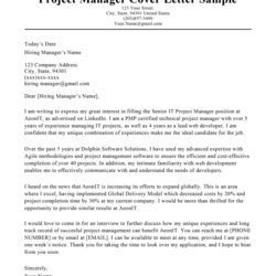 Superlative Project Manager Cover Letter Sample Tips Resume Companion Officer Examples Technical Format