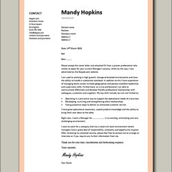 Wonderful Free Manager Cover Letter Example