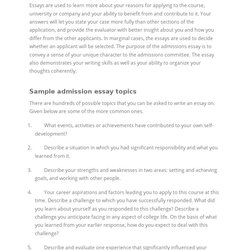 Perfect Admission Essay Essays University And College