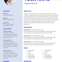 Great Free Resume Templates For Freshers Format Download