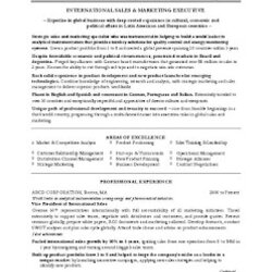 Eminent Marketing Executive Resume Download For Free Sales Latin Page