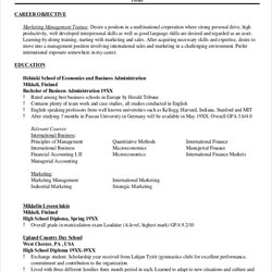 Matchless Free Sample Marketing Resume Templates In Ms Word Objective