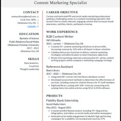 Best Marketing Resume Examples For Content Specialist Example