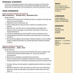 Capital Medical Resume Format Curriculum Vitae Should Include Assistant Paraprofessional Resumes Student