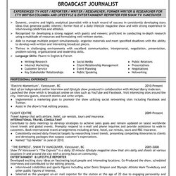 Marvelous Broadcast Journalist Resume Sample Template Journalism Publishing Resumes Multimedia Pl