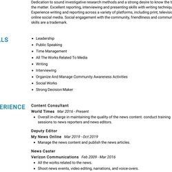 Sublime Journalist Resume Sample In