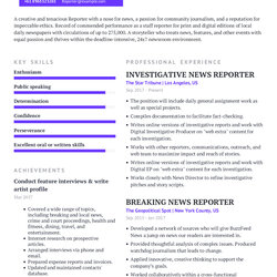 Outstanding Resume Example For Journalism Jobs In Media Production