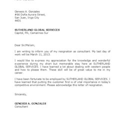 High Quality Resignation Letter