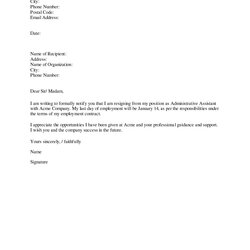 Peerless Letter Of Resignation Free Printable Documents