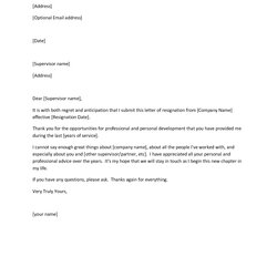 Excellent Free Printable Letter Of Resignation Form Generic Sample Template Letters Format Professional Word