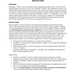 Marvelous Ethical Argument Thesis Outline Assignment Instructions Thumb