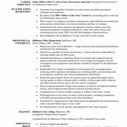Sterling New Law Enforcement Resume Template In Objective Examples Summary Police Officer Student Sample