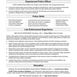 Excellent Resume Examples Law Enforcement Templates Police Officer Objective Correctional Vitae Purchasing