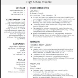 High School Student Resume Examples Designed For No Experience Example