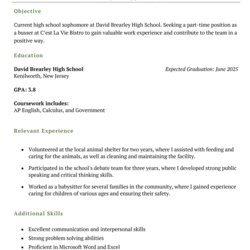 High School Resume Examples For First Job Example