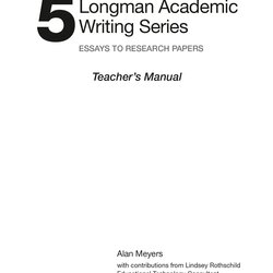 Superior Academic Writing Series Answer Keys Teacher Manual Teachers Essays To Research Papers Alan Meyers