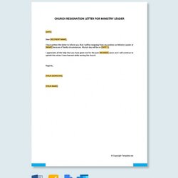 Spiffing Church Resignation Letter For Ministry Leader Samples Templates Free In