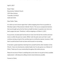 Church Resignation Letter Samples Religious Group Of From Leadership