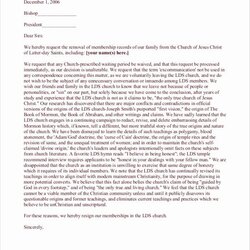 Ministry Resignation Letter