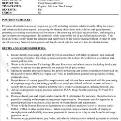 Matchless Free Payroll Administrator Job Description Samples In Ms Word Hr Sample Templates
