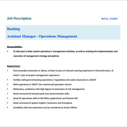 Marvelous Assistant Manager Job Description Templates Free Premium Width