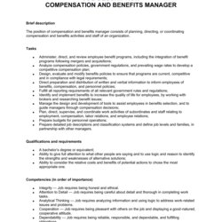 Outstanding Compensation And Benefits Manager Job Description Template By Box Business Document