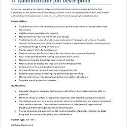 Superlative Free Sample Administrator Job Descriptions In Ms Word Description It