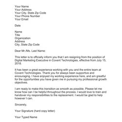 Formal Resignation Letter Template Sample Word Resign Samples Breathtaking Phenomenal