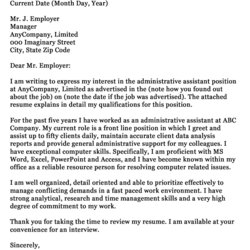 Superior Cover Letter Sample For An Administrative Assistant Letters Examples Employment Good Job Application